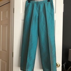 MaxMara Teal Silk Linen Women’s Pants 10